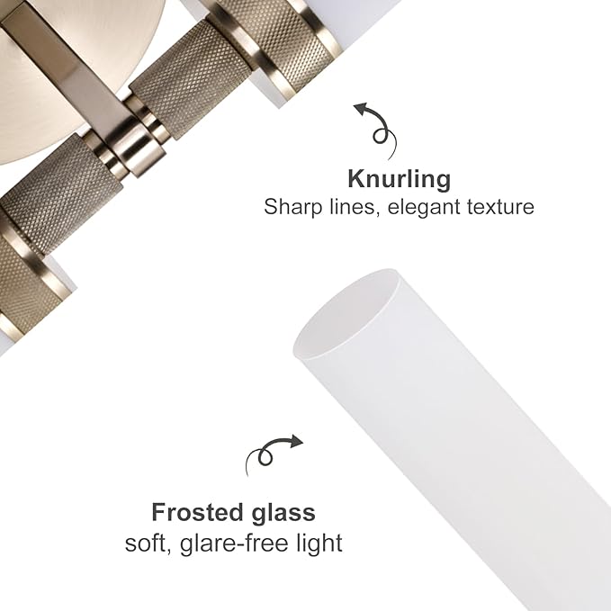LaLuLa Brushed Nickel Vanity Lights – 2-Light Hardwired Bathroom Light Fixtures - Image 9