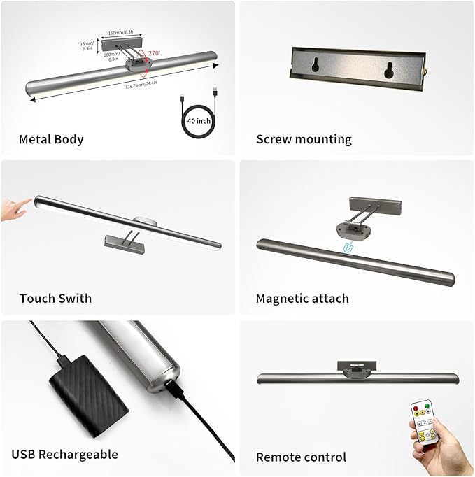 24.4" Wireless Picture Lights, Rechargeable Battery Art Display Light - Image 7