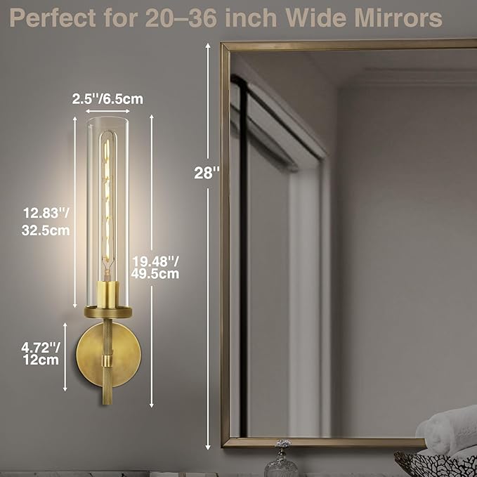 Brass Wall Sconces Set of Two, 19.48" Modern Wall Lighting - Image 4