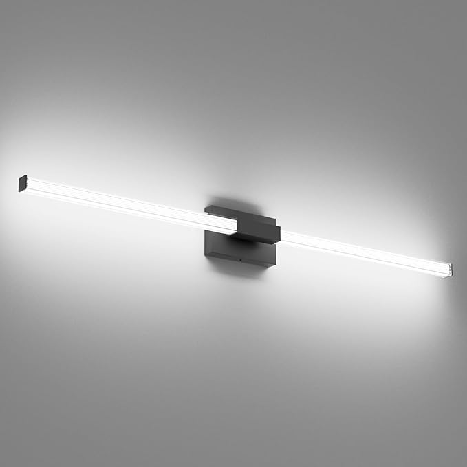 Ralbay 48inch Black Bathroom Vanity Lights Bar 36W Modern LED Matte Black by RalbayLighting