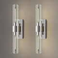 Nickel Wall Sconces Set of Two, Brass 22.8" Sconces Wall Lighting, Bathroom by YUEXPAND