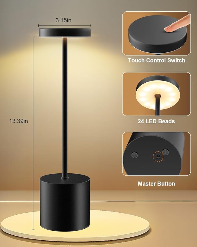 Cordless Table Lamp Set of 2, Rechargeable 5000mAh Battery Powered Outdoor - Image 9