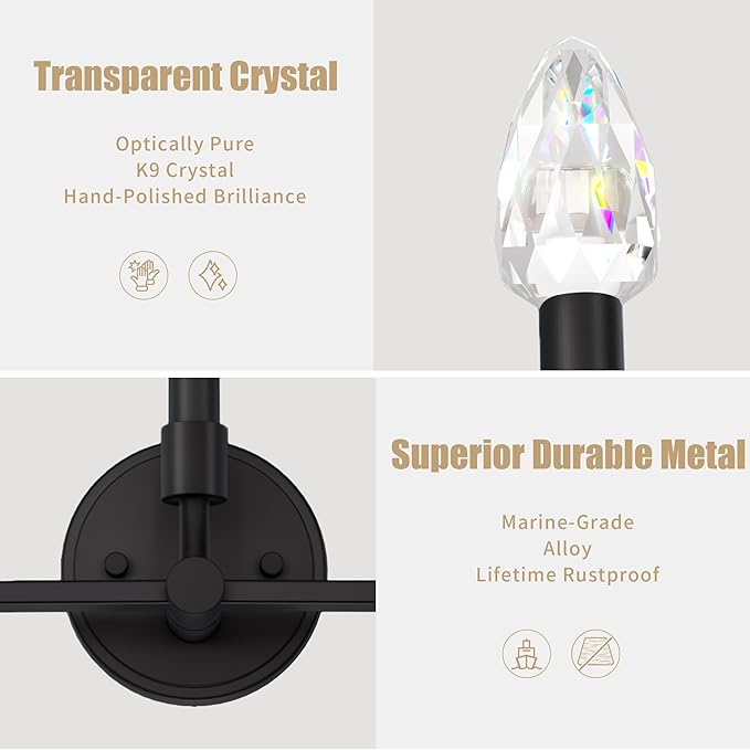 Bathroom Vanity Light, 3 Light Matte Black Vanity Lights - Image 4