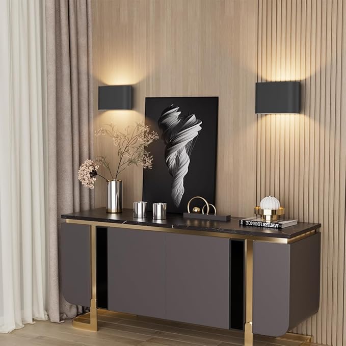Aipsun Black Modern LED Wall Sconces 4 Packs Indoor Wall Lights Hardwired Up - Image 2