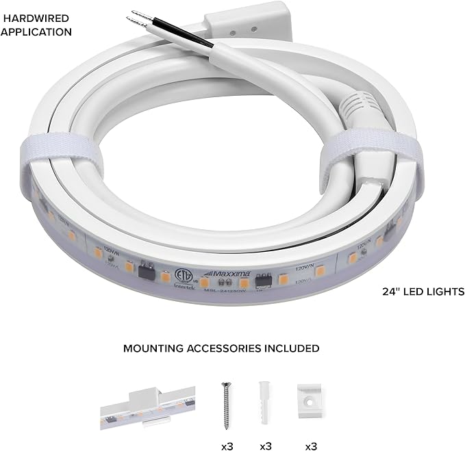 Maxxima 24 in. Hardwired LED Under Cabinet Strip Light, 920 Lumens, 3000K Warm - Image 3