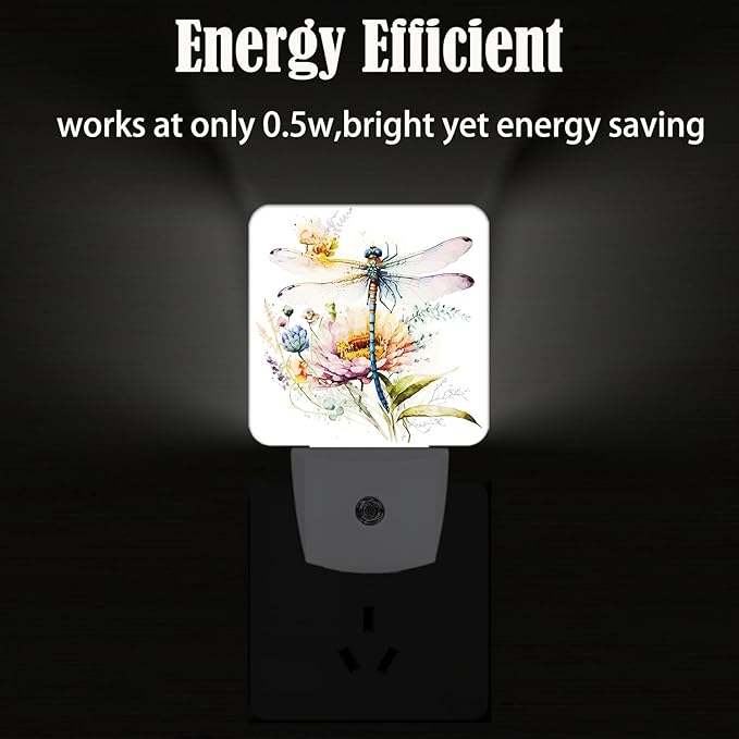 Watercolor Dragonfly Night Light, Plug Into Wall Decor - Image 4