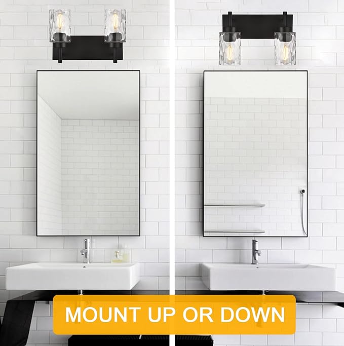 BONLICHT 2 Light Farmhouse Wall Sconce Vanity Lights Modern Black Bathroom - Image 4