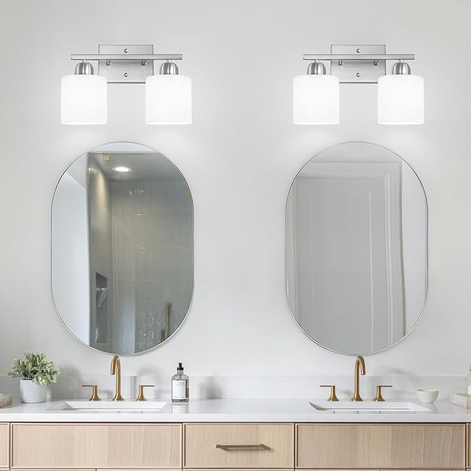 Brushed Nickel Bathroom Light, 2 Light Bathroom Vanity Light Brushed Nickel - Image 5
