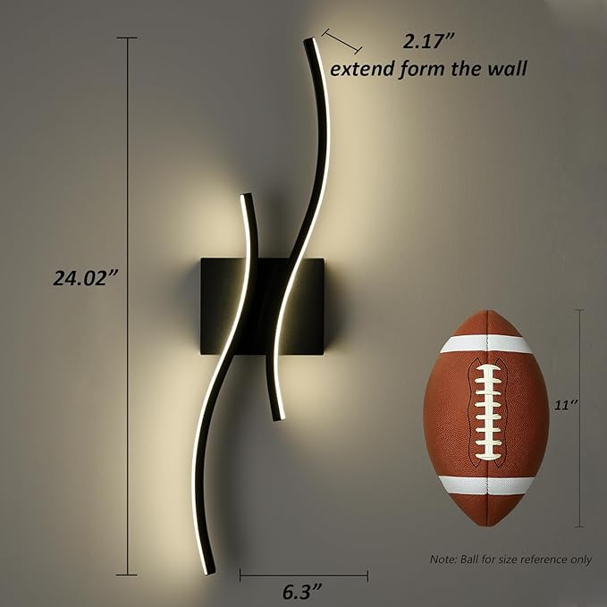 Modern Led Sconce Wall Lighting Indoor 24" Minimalist Industrial Black Wall - Image 5