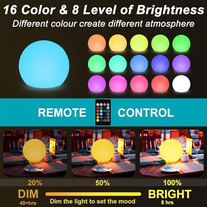 8-in Solar Globe Light Outdoor, Waterproof Solar Ball Light - Image 2