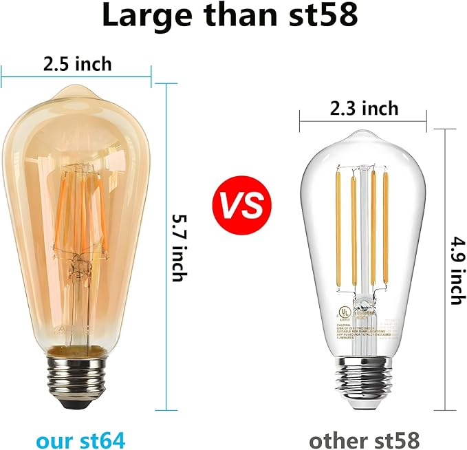 ASOKO LED Dimmable Edison Light Bulbs 4W Vintage Light Bulb, 2200K-2400K Warm - Image 2