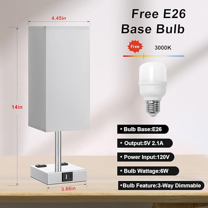 Touch Bedside Table Lamp Set of 2-3-Way Dimmable Night Lamp - Image 5