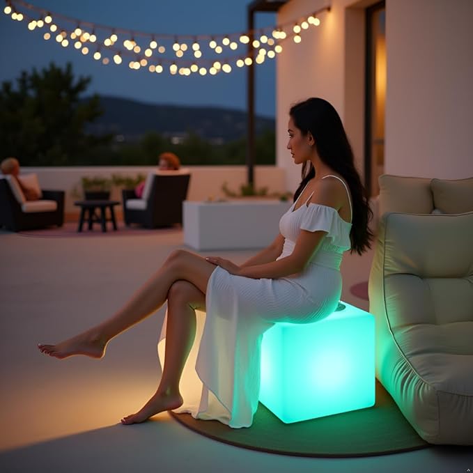 20-in LED Cube Chair, Cordless Rechargeable LED Cube Light Table, 16 Colors - Image 4