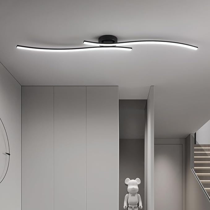 47.24inch Linear Ceiling Light Black Modern LED Ceiling Light Fixture 6000K - Image 8