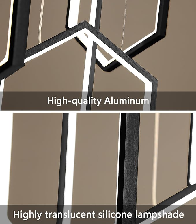 6-Rings Chandelier Modern, Dimmable Flush Mount High Ceiling Chandeliers - Image 7