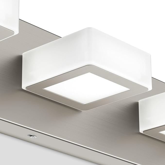 Ralbay 3-Light Brushed Nickel Bathroom Vanity Lights Metal Acrylic LED Modern - Image 7