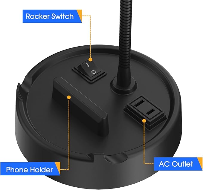 Energetic LED Desk Lamp with Phone Holder, Table Lamp with AC Outlet, - Image 2