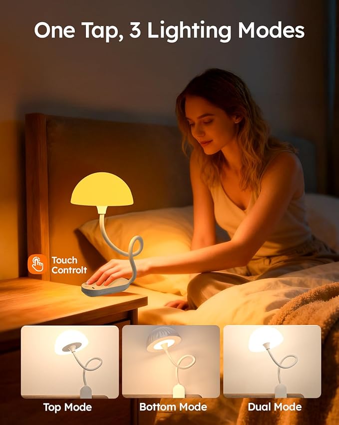 Rechargeable Clip On Lamp, Cordless Touch Control Desk Lamp - Image 2