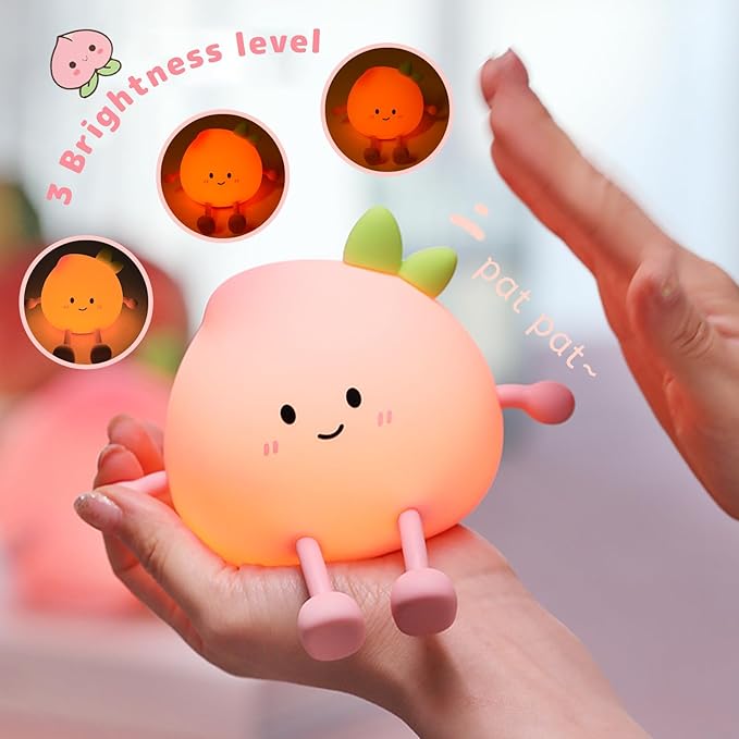 AVEKI Cute Peach Soft Silicone Kids Night Light - Image 2