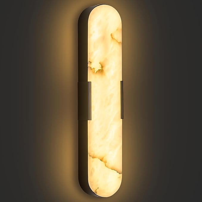 20“Natural Marble Wall Sconces LED Alabaster Wall Sconce Vintage Bathroom - Image 8