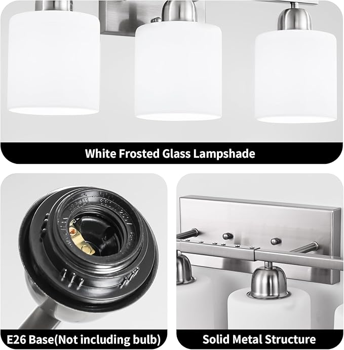 Brushed Nickel Light Fixture Bathroom - Image 9