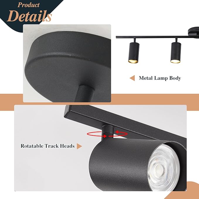 BOKT Matte Black Track Ceiling Light Modern 4-Lights LED Track Lighting Kit - Image 3