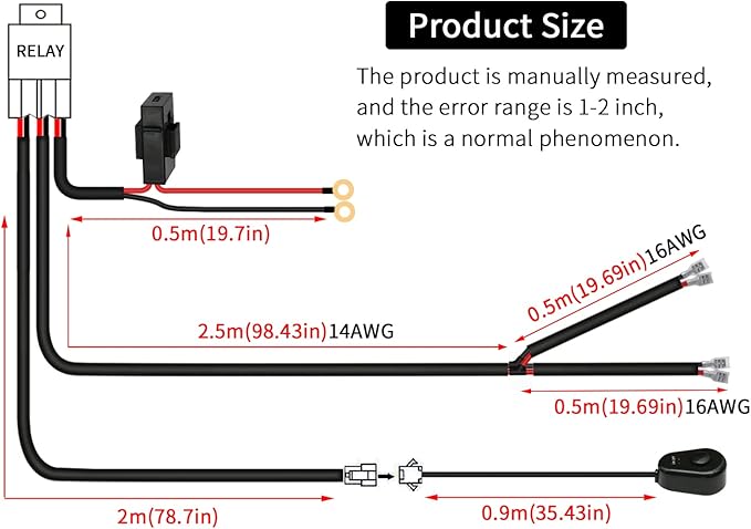 LED Lights Bar Wiring Harness Kit 2 Leads DC12V On-Off Switch Power Relay Blade - Image 2