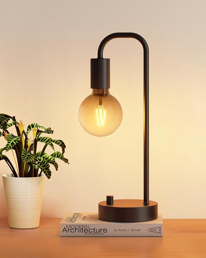 ONEWISH Industrial Table Lamp for Bedroom, Fully Dimmable Modern Bedside Lamps by onewish