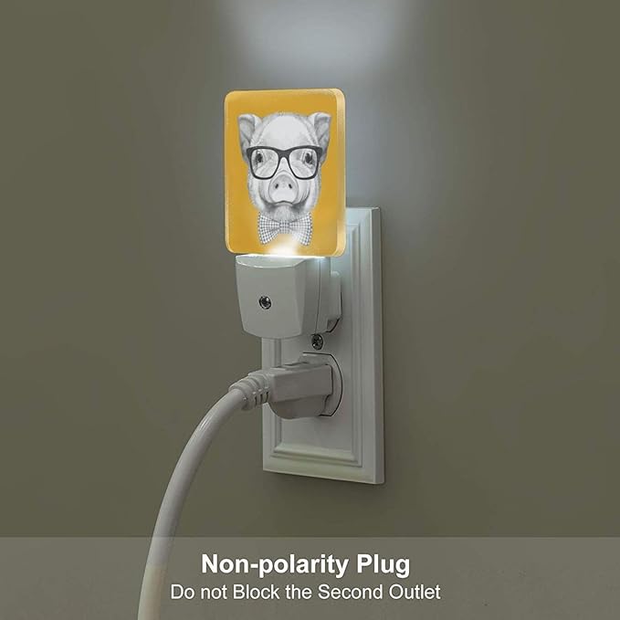 Pig with Glasses Night Light, Plug-in Night Lights with Dusk to Dawn Sensor - Image 5
