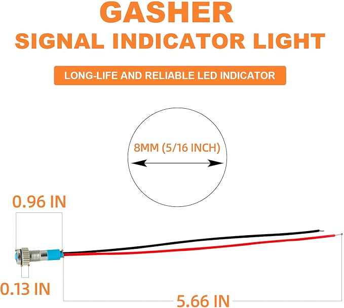 GASHER 12V/24V/110V 20mA Energy Saving Indicator Light Mounting Hole Size 8mm - Image 4
