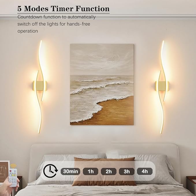 Modern Wall Sconces Set of 2, Dimmable LED - Image 7