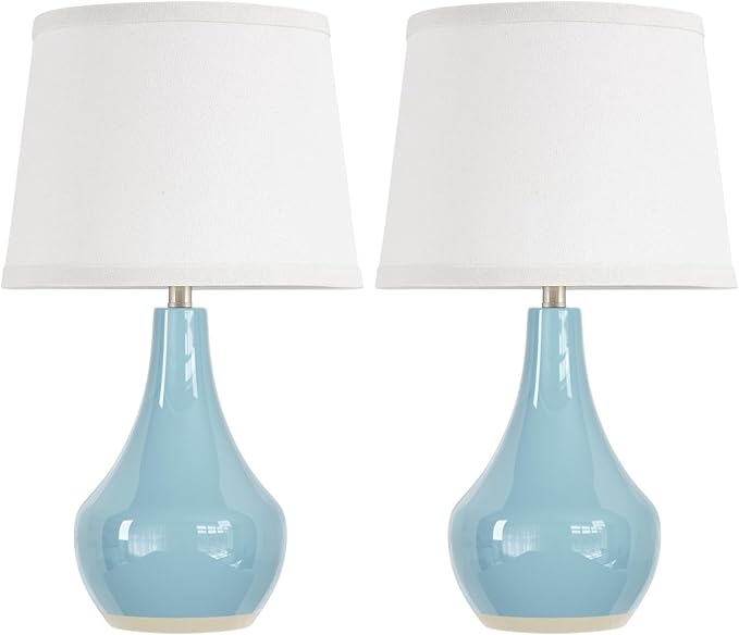 Seealle 19.4" Modern Sky Blue Table Lamp Set of 2-Bedside Lamps - Image 4