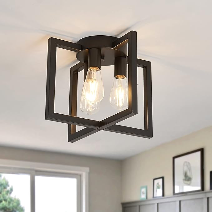 ZGLAOJT 3-Lights Ceiling Light Fixture, Industrial Black Semi Flush Mount by ZGLAOJT