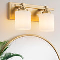 2 Light Modern Bathroom Light Fixtures Over Mirror, Brass Finish Vanity Lights by BRKNIT