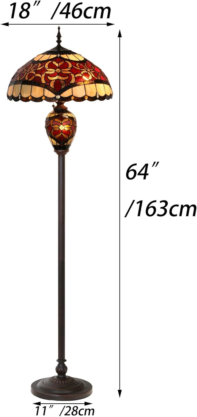 Bieye L10867 Baroque Tiffany Style Stained Glass Double Lit Floor Lamp - Image 5