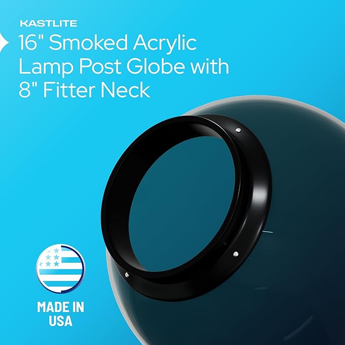 KASTLITE 16" Smoke Acrylic Lamp Post Globe | Smooth Textured - Image 6