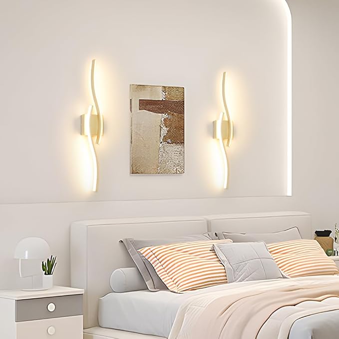 Modern Gold Wall Light Fixture Set of 2, RC Dimmable LED Wall Light Indoor - Image 5