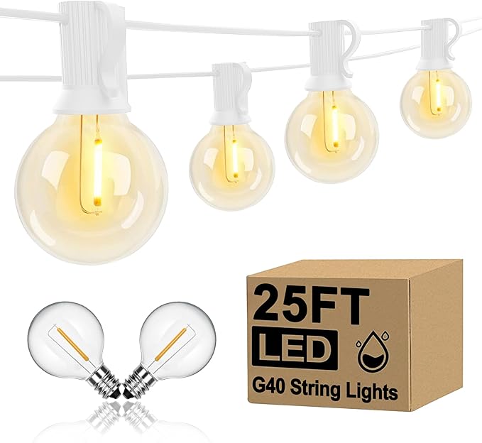 25Ft LED Outdoor String Lights, G40 Globe Patio String Lights Waterproof by Goothy