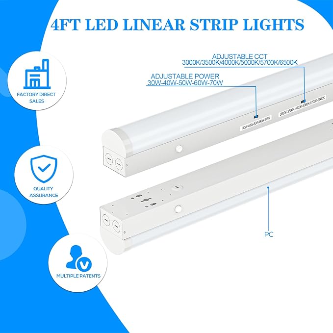 4FT LED Linear Strip Light, Super Bright LED Shop Lights 30W 40W 50W 60W 70W - Image 6