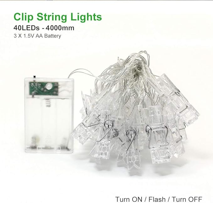 Dopheuor Photo Clip String Lights LED Fairy Clip String Lights Hanging Photo - Image 5