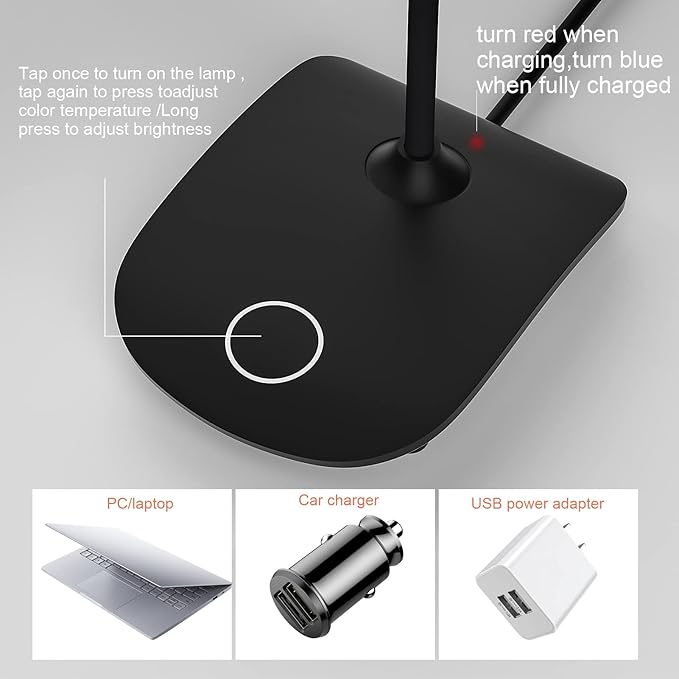 DEEPLITE Battery Operated Desk Lamp, LED Desk Light 3 Lighting Modes Stepless - Image 5