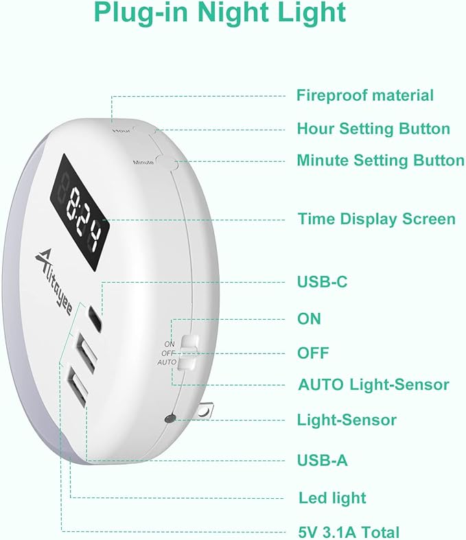Alitayee LED Night Light, Night Lights Plug Into Wall, Smart Light Sensor - Image 8