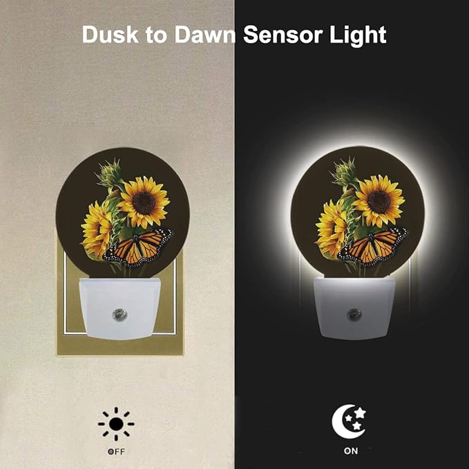 EKOBLA Night Light Sunflower and Butterfly Night Lights Plug into Wall - Image 3