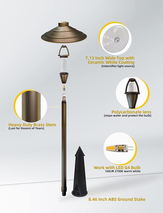 COLOER Brass Low Voltage Walkway Lights - Image 3
