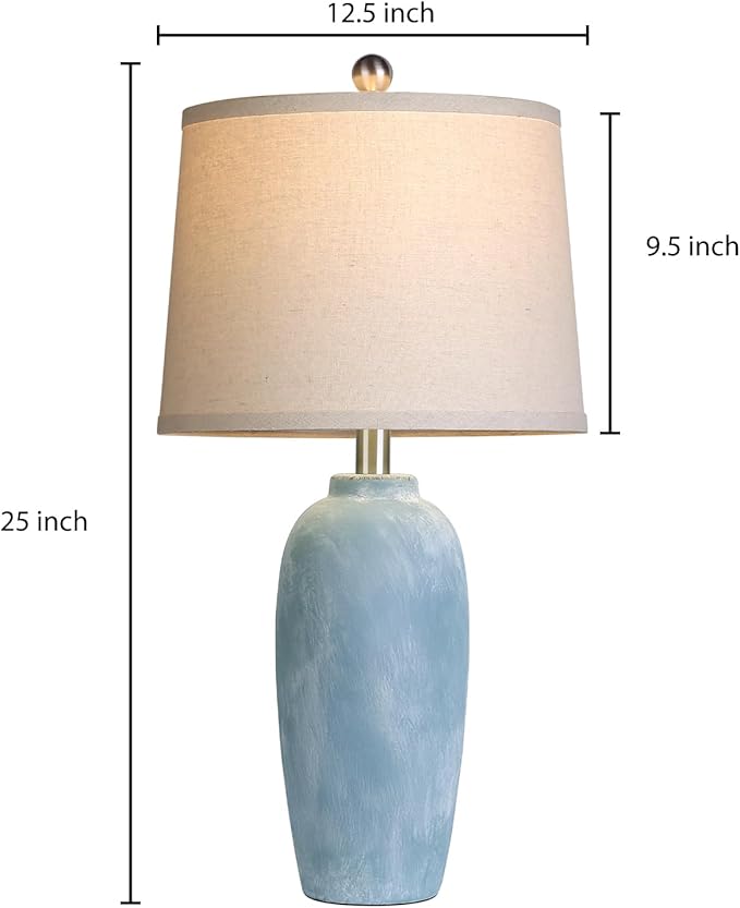 25“ Jar Table Lamps Set of 2, Ceramic Bedside Lamps - Image 6