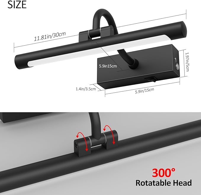 Aipsun 11.8" Picture Lights for Wall Rechargeable, 10000mAh Battery Operated - Image 5
