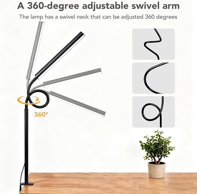 Small LED Desk Lamp with Clamp, Eye-Caring Clip on Lamp - Image 4