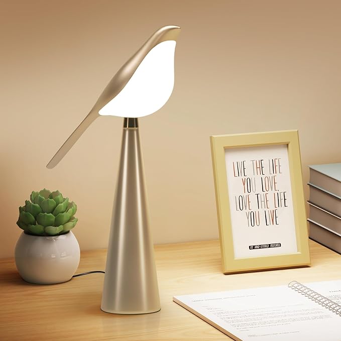 Small Desk Lamp, Bird Lamp, 10 Level Dimmable Brightness Bedside Night Light by Xhope4u