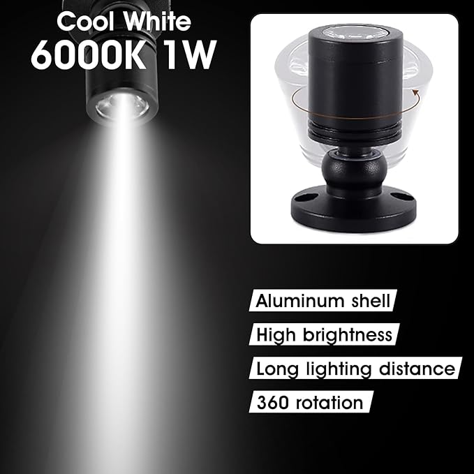 DEDC 6pcs Mini LED Spot Lights, 1W 5V 6000K Under Cabinet Lights, Mini - Image 2