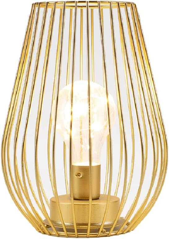 TRIROCKS Metal Battery Operated Lamp 8'' Tall Cage Shape Cordless Table Lantern - Image 8